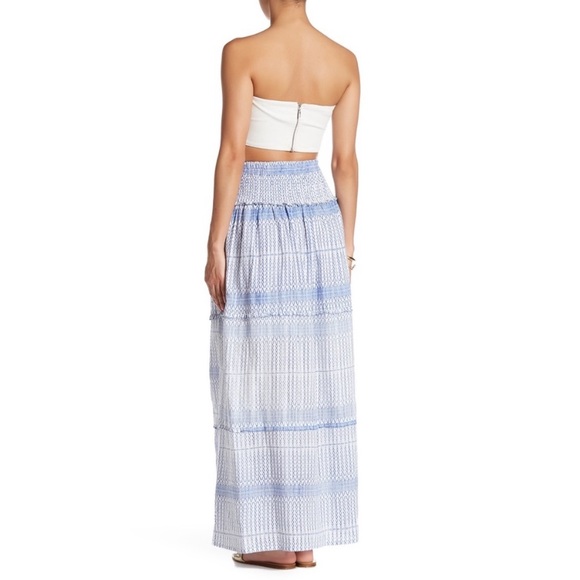 ✨Final Sale✨Gypsy 05 Blue&White Smocked Maxi Skirt - Picture 3 of 3